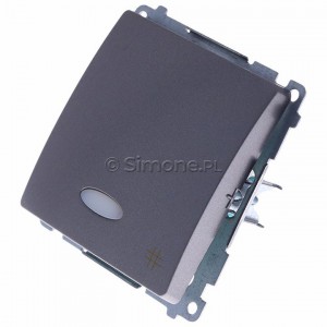 Łącznik krzyżowy z podświetleniem typu LED w kolorze niebieskim Inox Met. Simon Basic - Widok z przodu