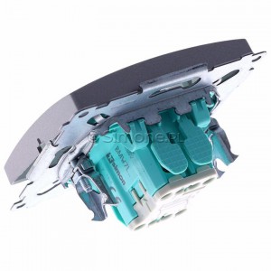 Łącznik krzyżowy z podświetleniem typu LED w kolorze niebieskim Inox Met. Simon Basic - Widok z tyłu