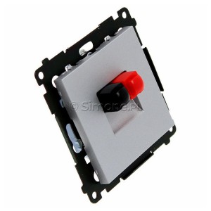 Gniazdo głośnikowe pojedyncze, przewody do 2,5mm2 Aluminium Mat Simon 55 - Widok z boku