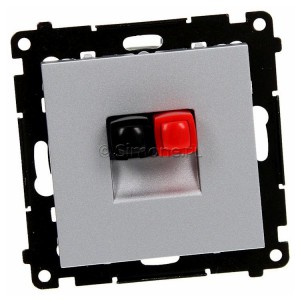 Gniazdo głośnikowe pojedyncze, przewody do 2,5mm2 Aluminium Mat Simon 55 - Widok z przodu