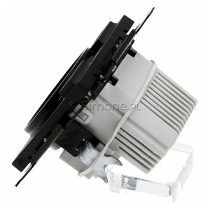 Gniazdo pojedyncze z bolcem uziemiającym i zintegrowaną ładowarką 2xUSB Typ-A+C 10W 2.1A 5V Czarny Mat Simon 55 - Widok z boku