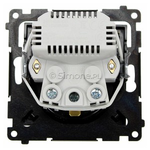 Gniazdo pojedyncze z bolcem uziemiającym i zintegrowaną ładowarką 2xUSB Typ-A+C 10W 2.1A 5V Czarny Mat Simon 55 - Widok tyłu