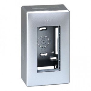 Obudowa natynkowa S500 1-modułowa  2x K45  kompletna  aluminium Simon Connect - Widok z przodu