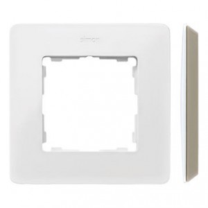 8200610-029 Ramka 1-krotna S82 Detail Original Mono - Kolor ramki: Biały, Kolor podstawy: Szary Ciepły Biały / Szary Ciepły Simon 82 - Widok z przodu