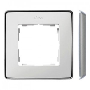 8201610-243 Ramka 1-krotna S82 Detail Select Metal - Kolor ramki: Biały, Kolor podstawy: Aluminium Biały / Aluminium Simon 82 - Widok z przodu