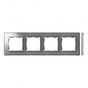 Ramka 4-krotna S82 Detail Select Metal - Kolor ramki: Aluminium Zimne, Kolor podstawy: Chrom Aluminium Zimne / Chrom Simon 82 - Widok z przodu