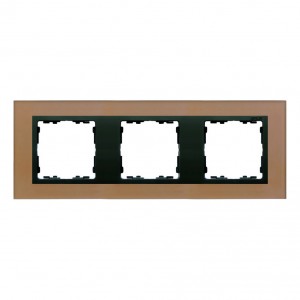 82837-34 Ramka 3-krotna S82 Nature Szkło - Kolor ramki: Miedź, Kolor pierścienia: Grafit Miedź / Grafit Simon 82 - Widok z przodu