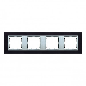 82947-38 Ramka 4-krotna S82 Nature Metal - Kolor ramki: Inox Czarny, Kolor pierścienia: Aluminium Inoc Czarny / Aluminium Simon 82 - Widok z przodu