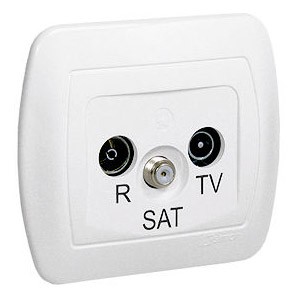 AAS/11 Gniazdo antenowe RTV-SAT końcowe lub zakończeniowe w szeregu gniazd przelotowych Biały Simon Akord - Widok z przodu