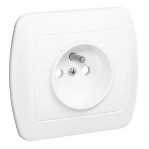 AGZ1E/11 Gniazdo pojedyncze z bolcem uziemiającym Biały Simon Akord - Widok z przodu
