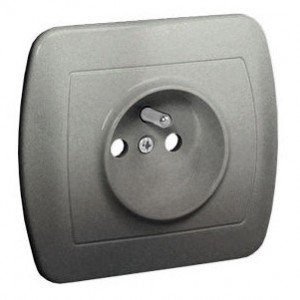 AGZ1E/26 Gniazdo pojedyncze z bolcem uziemiającym Srebrny Met. Simon Akord - Widok z przodu