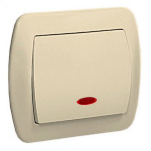 AW1L/12 Łącznik pojedynczy z podświetleniem Beżowy Simon Akord - Widok z przodu