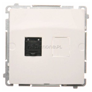 BM61.01/11 Gniazdo komputerowe pojedyncze 1xRJ45 kat.6 z przesłoną przeciwkurzową Biały Simon Basic - Widok z przodu