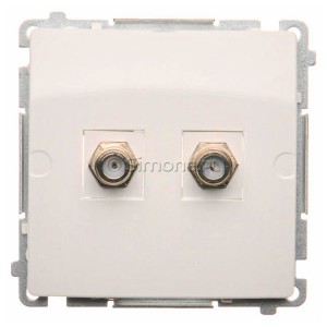 BMAF2.01/11 Gniazdo antenowe SAT typu F podwójne Biały Simon Basic - Widok z przodu