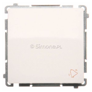 BMD1.01/11 Przycisk zwierny dzwonek 10A Biały Simon Basic - Widok z przodu
