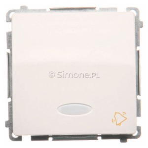 BMD1L.01/11 Przycisk zwierny dzwonek z podświetleniem typu LED w kolorze niebieskim Biały Simon Basic - Widok z przodu