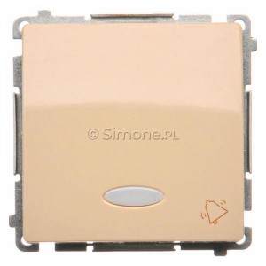 BMD1L.01/12 Przycisk zwierny dzwonek z podświetleniem typu LED w kolorze niebieskim Beżowy Simon Basic - Widok z przodu