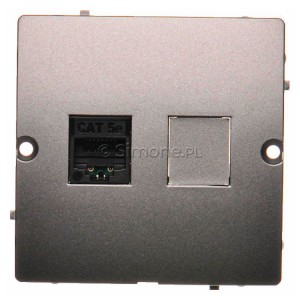 BMF51.02/21 Gniazdo komputerowe pojedyncze 1xRJ45 kat.5e Inox Met. Simon Basic - Widok z przodu