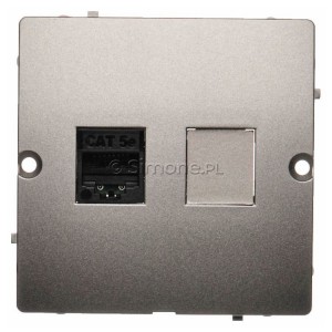 BMF51.02/29 Gniazdo komputerowe pojedyncze 1xRJ45 kat.5e Satynowy Met. Simon Basic - Widok z przodu