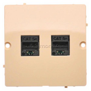 BMF52.02/12 Gniazdo komputerowe podwójne 2xRJ45 kat.5e Beżowy Simon Basic - Widok z przodu