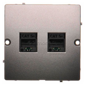 BMF52.02/21 Gniazdo komputerowe podwójne 2xRJ45 kat.5e Inox Met. Simon Basic - Widok z przodu