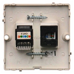 Gniazdo komputerowe 1xRJ45 kat. 5e + Gniazdo telefoniczne 1xRJ11 Inox Met. Simon Basic - Widok z tyłu)