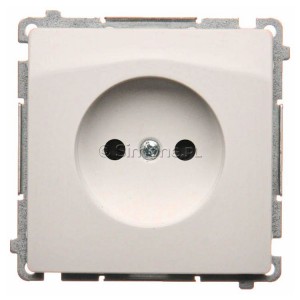 BMG1Z.01/11 Gniazdo pojedyncze bez bolca uziemiającego z przesłonami torów prądowych Biały Simon Basic - Widok z przodu