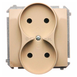 BMG2M.01/12 Gniazdo podwójne bez bolca uziemiającego Beżowy Simon Basic - Widok z przodu