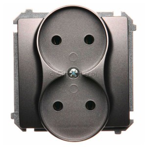 BMG2M.01/21 Gniazdo podwójne bez bolca uziemiającego Inox Met. Simon Basic - Widok z przodu