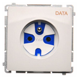 BMGD1.01/11 Gniazdo pojedyncze z bolcem uziemiającym typu DATA Biały Simon Basic - Widok z przodu