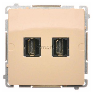 BMGHDMI2.01/12 Gniazdo HDMI podwójne Beżowy Simon Basic - Widok z przodu