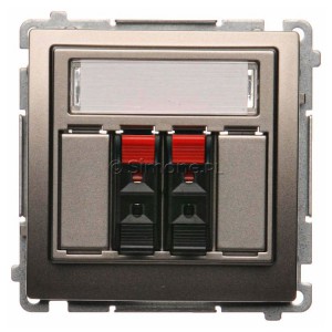 BMGL3.01/29 Gniazdo głośnikowe podwójne Satynowy Met. Simon Basic - Widok z przodu