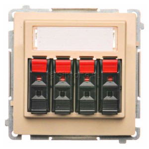 BMGL34.01/12 Gniazdo głośnikowe poczwórne Beżowy Simon Basic - Widok z przodu