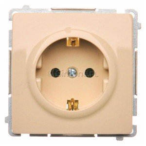 BMGSZ1.01/12 Gniazdo pojedyncze z bolcem uziemiającym typu Schuko Beżowy Simon Basic - Widok z przodu