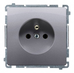 BMGZ1.01/21 Gniazdo pojedyncze z bolcem uziemiającym Inox Met. Simon Basic - Widok z przodu