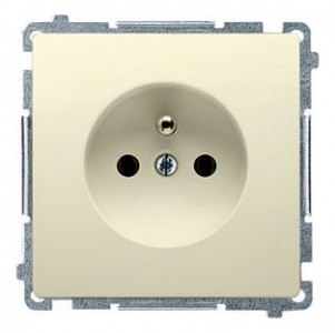 BMGZ1C.01/12 Gniazdo pojedyncze z bolcem uziemiającym Beżowy Simon Basic - Widok z przodu