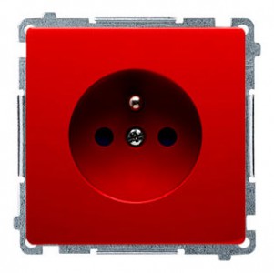 BMGZ1Z.01/22 Gniazdo pojedyncze z bolcem uziemiającym i przesłonami torów prądowych Czerwony Simon Basic - Widok z przodu