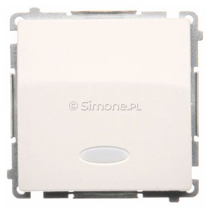 BMP1L.01/11 Przycisk zwierny pojedynczy z podświetleniem typu LED w kolorze niebieskim Biały Simon Basic - Widok z przodu