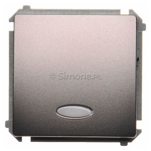 BMP1L.01/21 Przycisk zwierny pojedynczy z podświetleniem typu LED w kolorze niebieskim Inox Met. Simon Basic - Widok z przodu