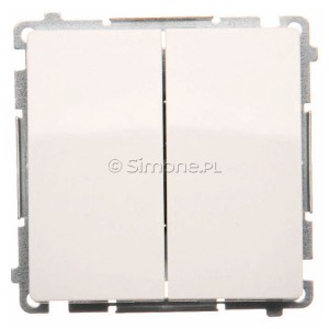 BMP2.01/11 Przycisk zwierny podwójny, dwuobwodowy Biały Simon Basic - Widok z przodu