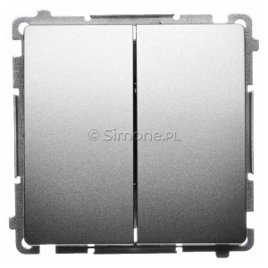 BMP2.01/29 Przycisk zwierny podwójny, dwuobwodowy Satynowy Met. Simon Basic - Widok z przodu