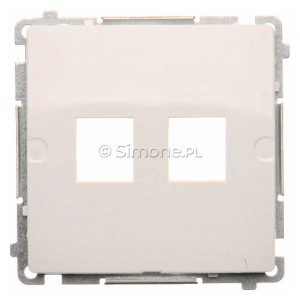 BMPT/11 Pokrywa podwójna płaska z mostkiem montażowym do wkładów typu Keystone Biały Simon Basic - Widok z przodu
