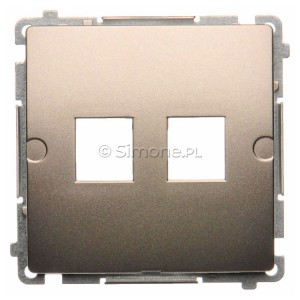BMPT/29 Pokrywa podwójna płaska z mostkiem montażowym do wkładów typu Keystone Satynowy Met. Simon Basic - Widok z przodu