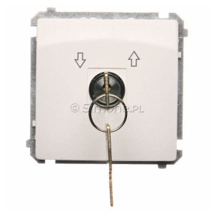 BMPZK.01/11 Łącznik żaluzjowy na kluczyk chwilowy zwierny 3 pozycyjny I-0-II Biały Simon Basic - Widok z przodu