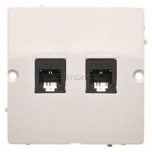 BMTF2.02/11 Gniazdo telefoniczne RJ11 podwójne Biały Simon Basic - Widok z przodu