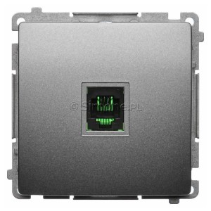 BMTU.01/29 Gniazdo telefoniczne RJ11 pojedyncze Satynowy Met. Simon Basic - Widok z przodu