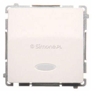 BMW1L.01/11 Łącznik pojedynczy z podświetleniem typu LED w kolorze niebieskim Biały Simon Basic - Widok z przodu