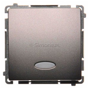 BMW1L.01/21 Łącznik pojedynczy z podświetleniem typu LED w kolorze niebieskim Inox Met. Simon Basic - Widok z przodu