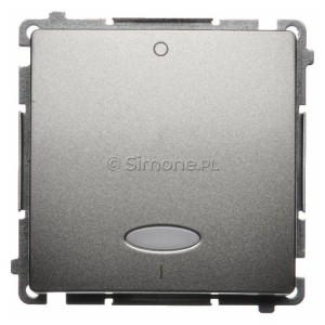 BMW2L.01/29 Łącznik dwubiegunowy z podświetleniem typu LED w kolorze niebieskim Satynowy Met. Simon Basic - Widok z przodu