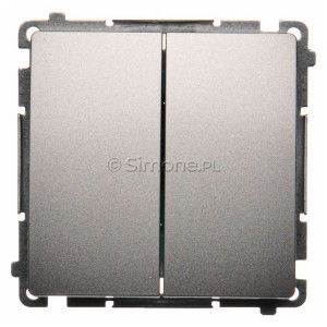 BMW5.01/43 Łącznik podwójny 10A Srebrny Mat. Simon Basic - Widok z przodu